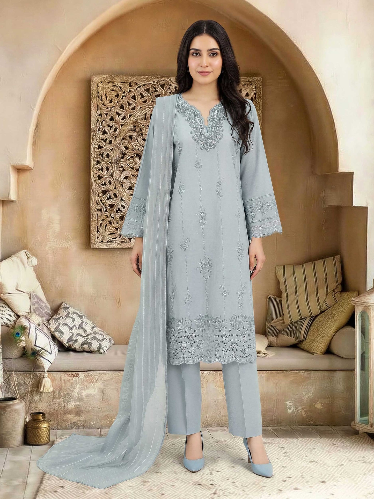 3 Piece Lawn Suit- Embroidered (Unstitched)