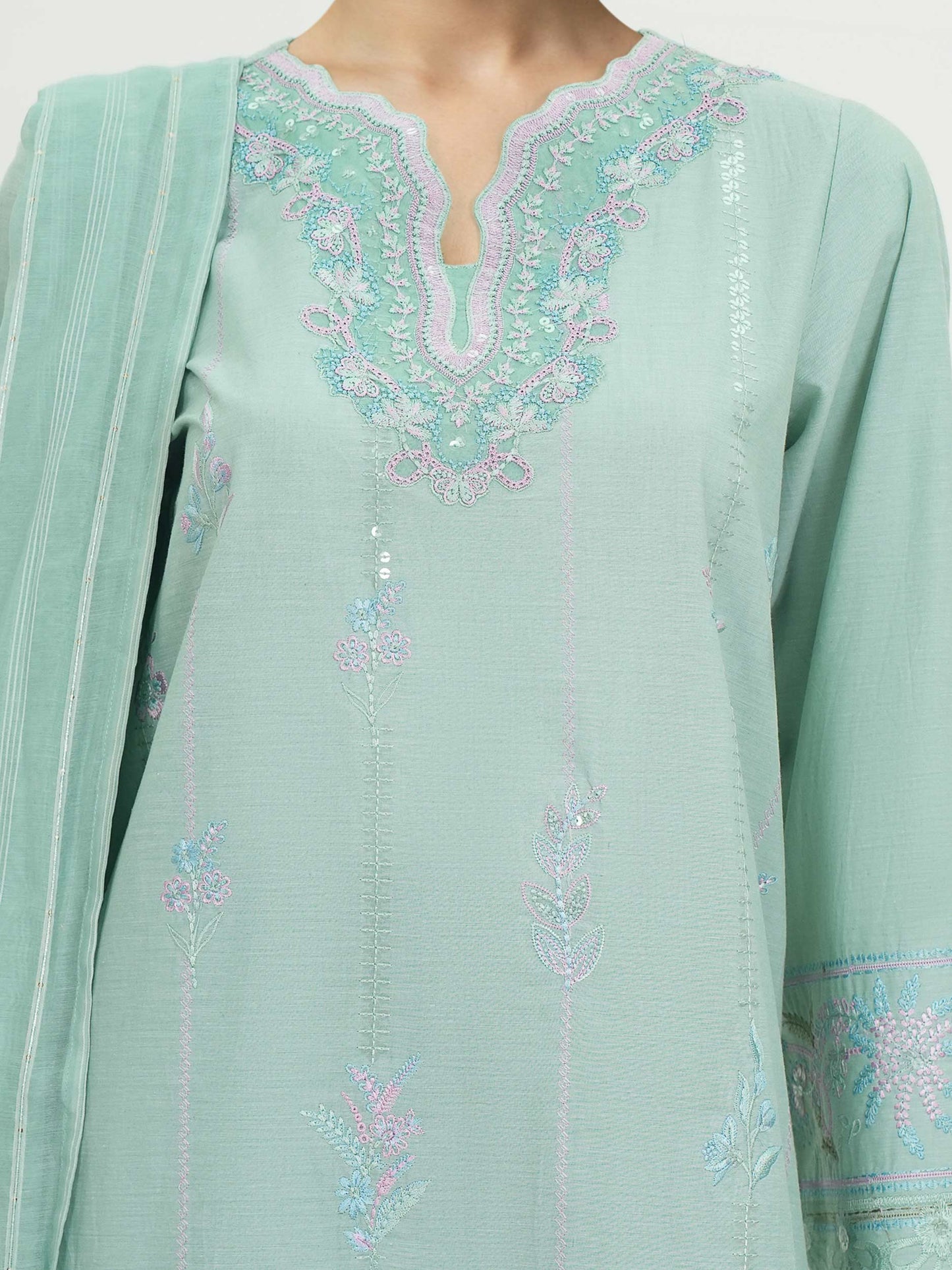 3 Piece Yarn Dyed Suit- Embroidered (Unstitched)
