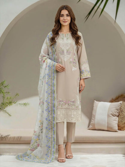 3 Piece Lawn Suit- Embroidered (Unstitched)