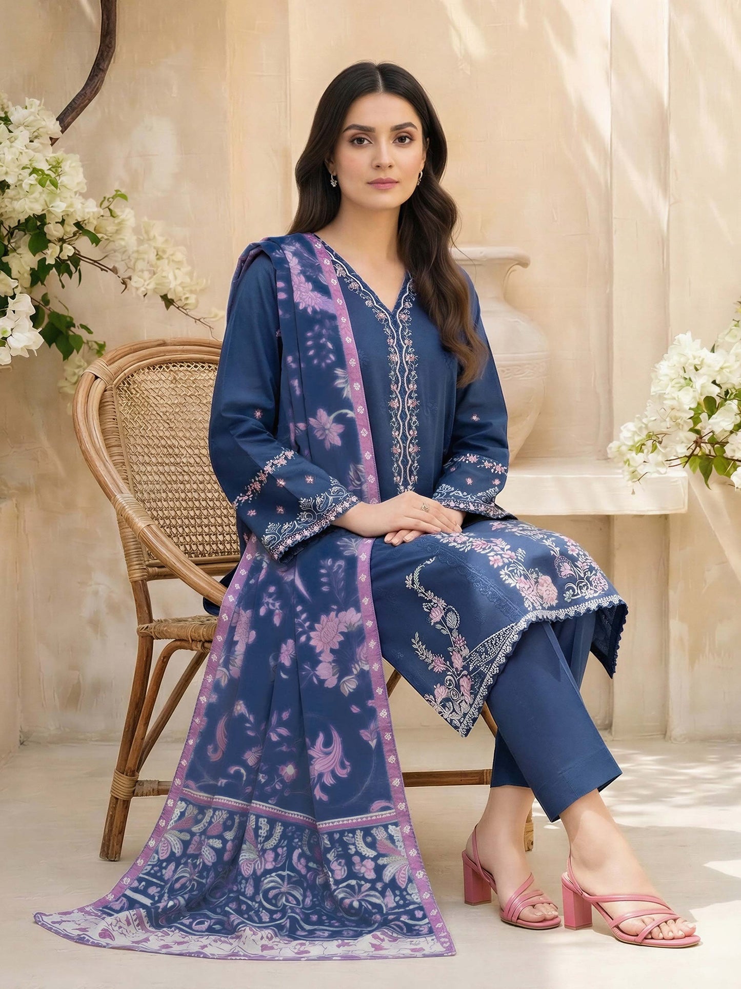 3 Piece Lawn Suit- Embroidered (Unstitched)