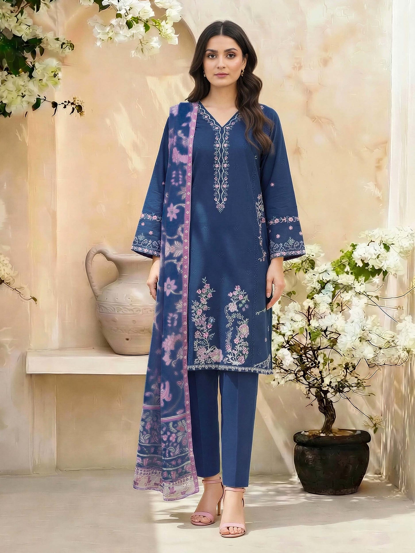 3 Piece Lawn Suit- Embroidered (Unstitched)
