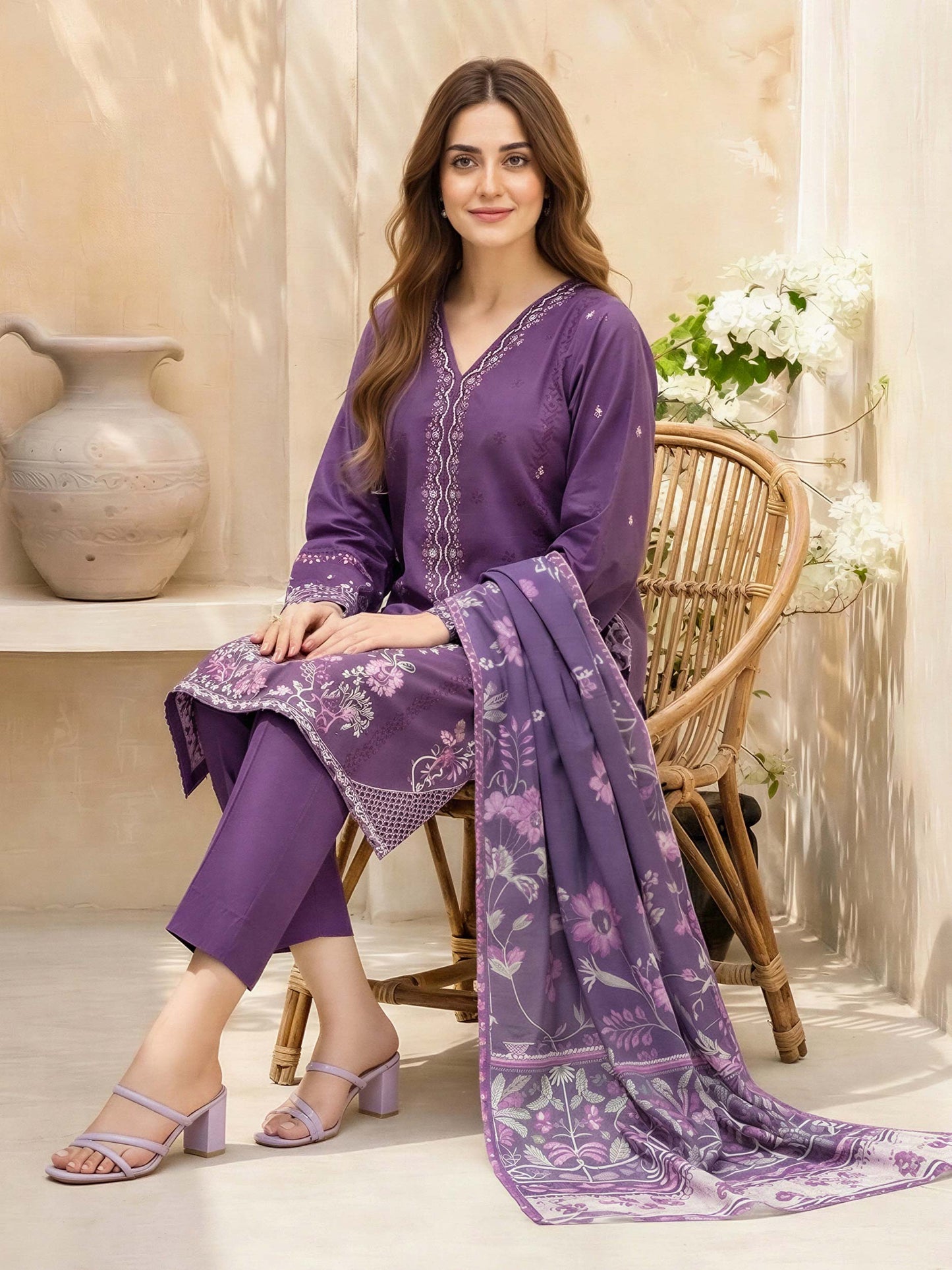 3 Piece Lawn Suit- Embroidered (Unstitched)