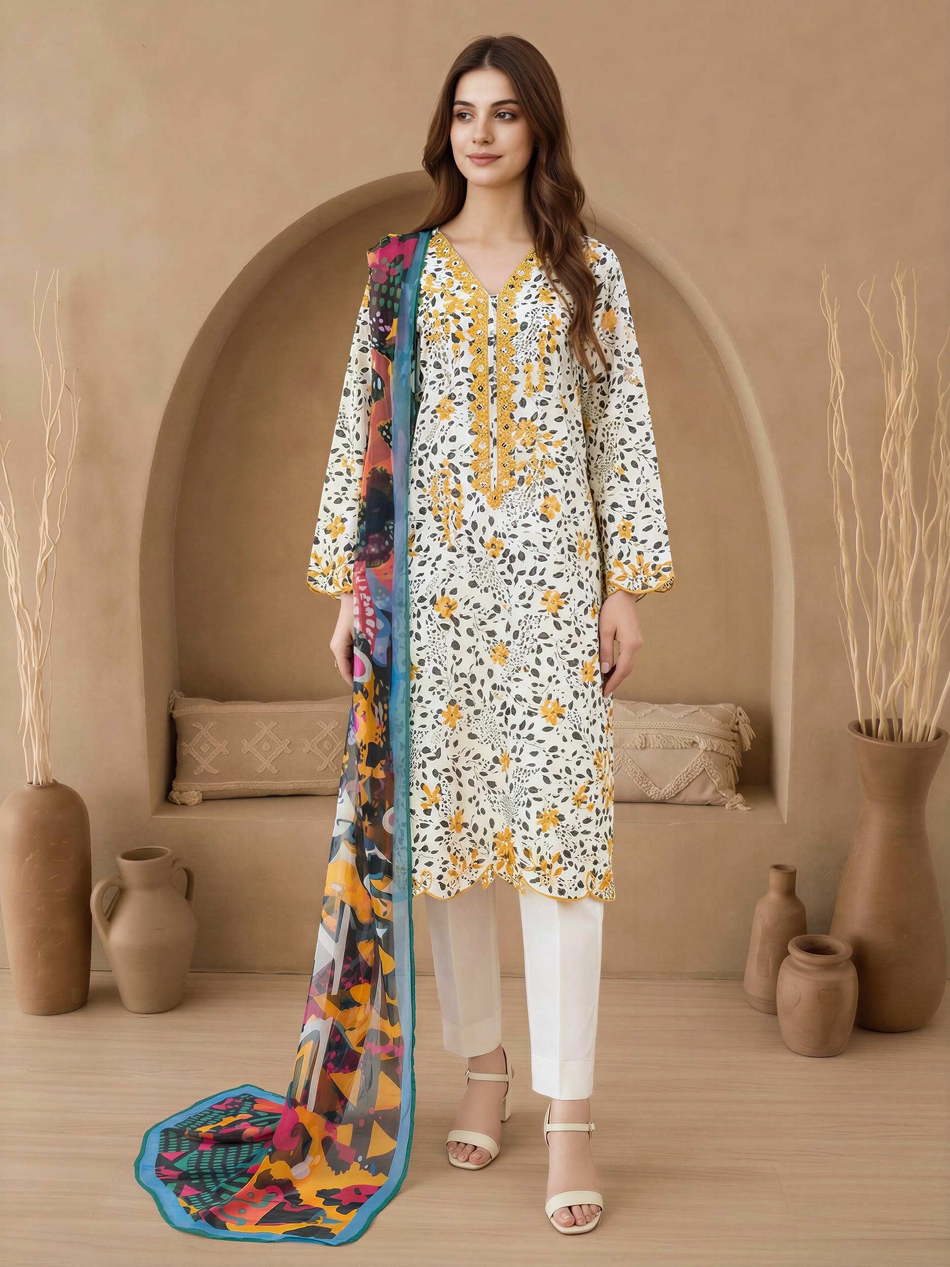 3 Piece Lawn Suit-Embroidered (Unstitched)