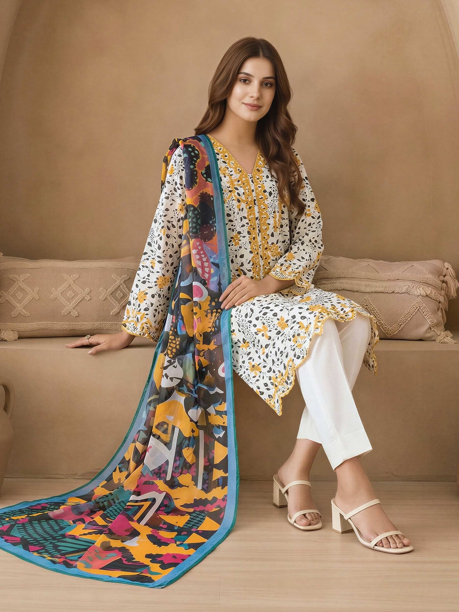3 Piece Lawn Suit-Embroidered (Unstitched)