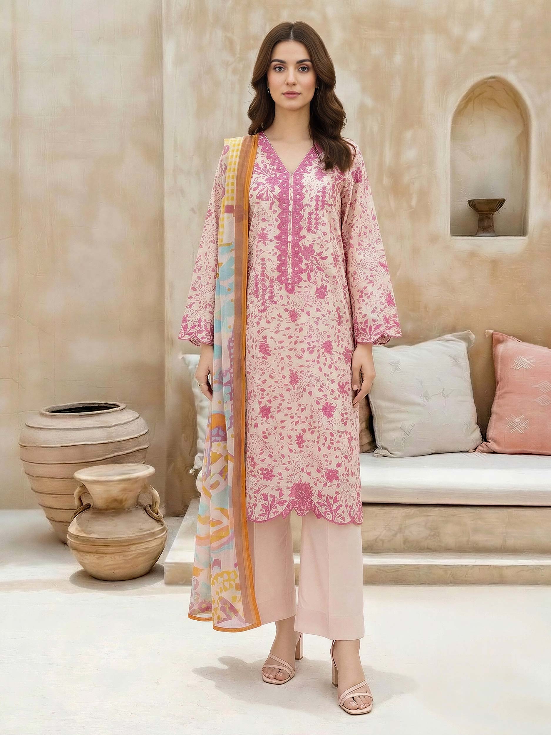3 Piece Lawn Suit-Embroidered (Unstitched)