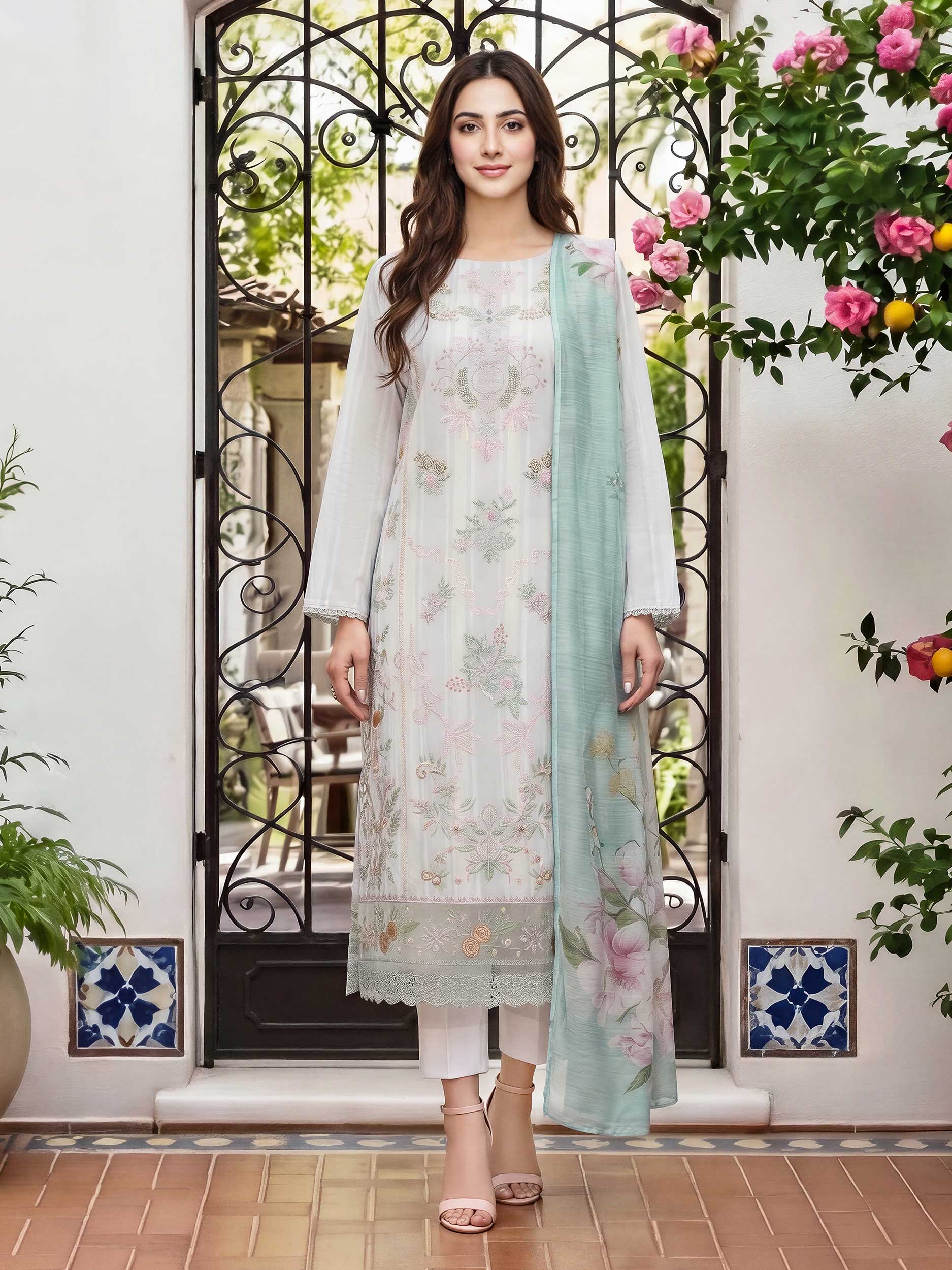3 Piece Lawn Suit- Embroidered (Unstitched)
