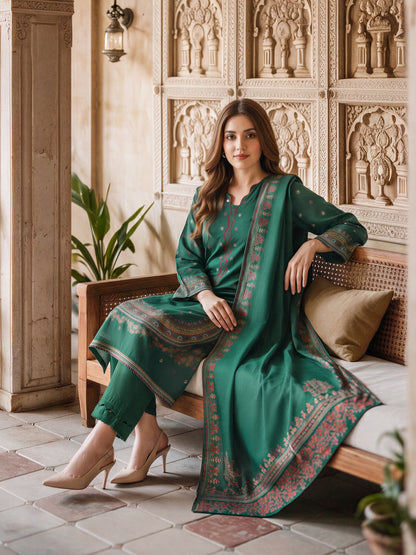 3 Piece Slub Khaddar Paste Suit (Unstitched)