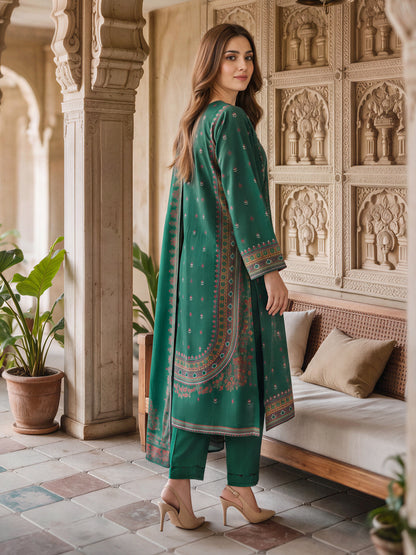 3 Piece Slub Khaddar Paste Suit (Unstitched)