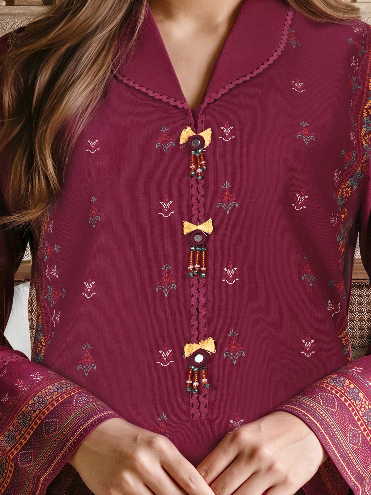 3 Piece Slub Khaddar Paste Suit (Unstitched)