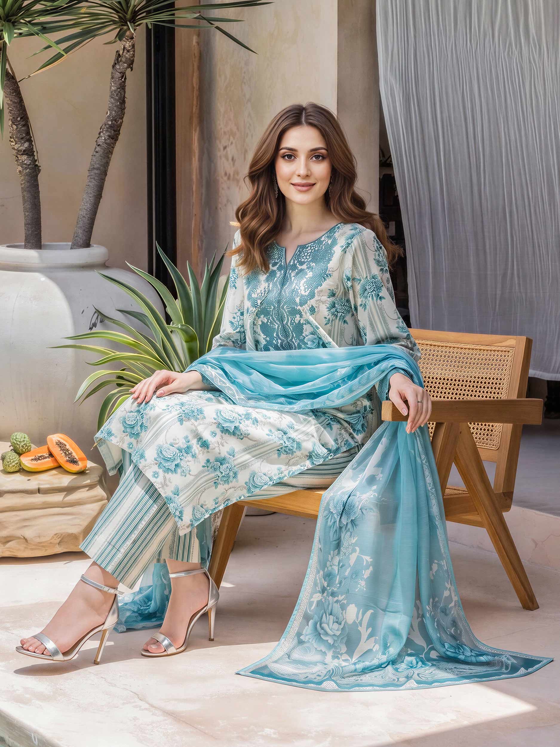 3 Piece Lawn Suit- Embroidered (Unstitched)