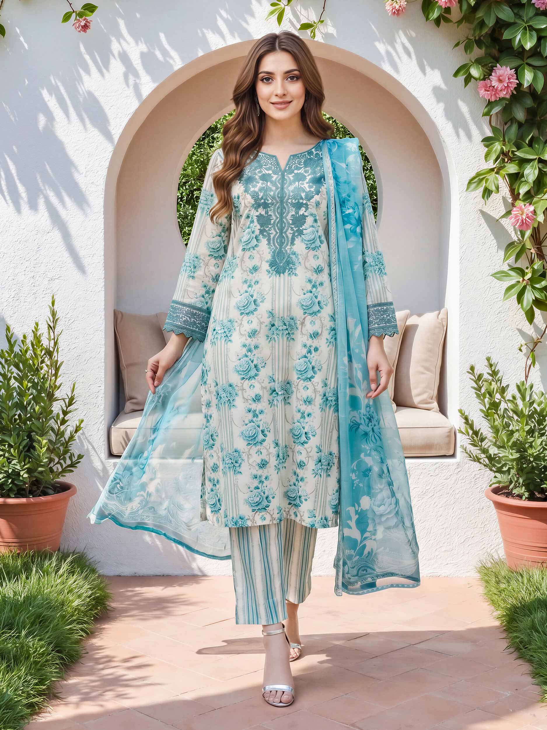 3 Piece Lawn Suit- Embroidered (Unstitched)