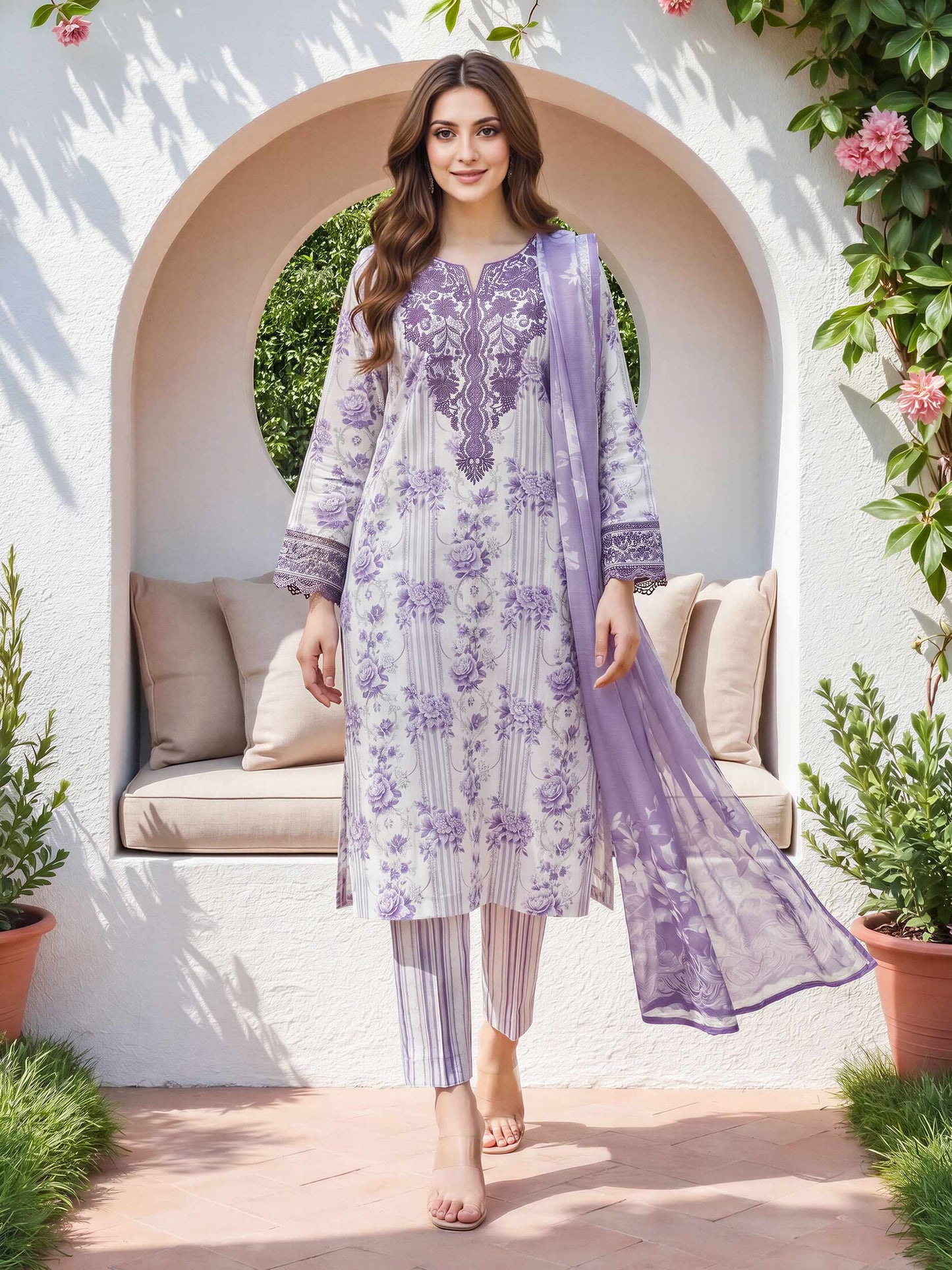 3 Piece Lawn Suit- Embroidered (Unstitched)