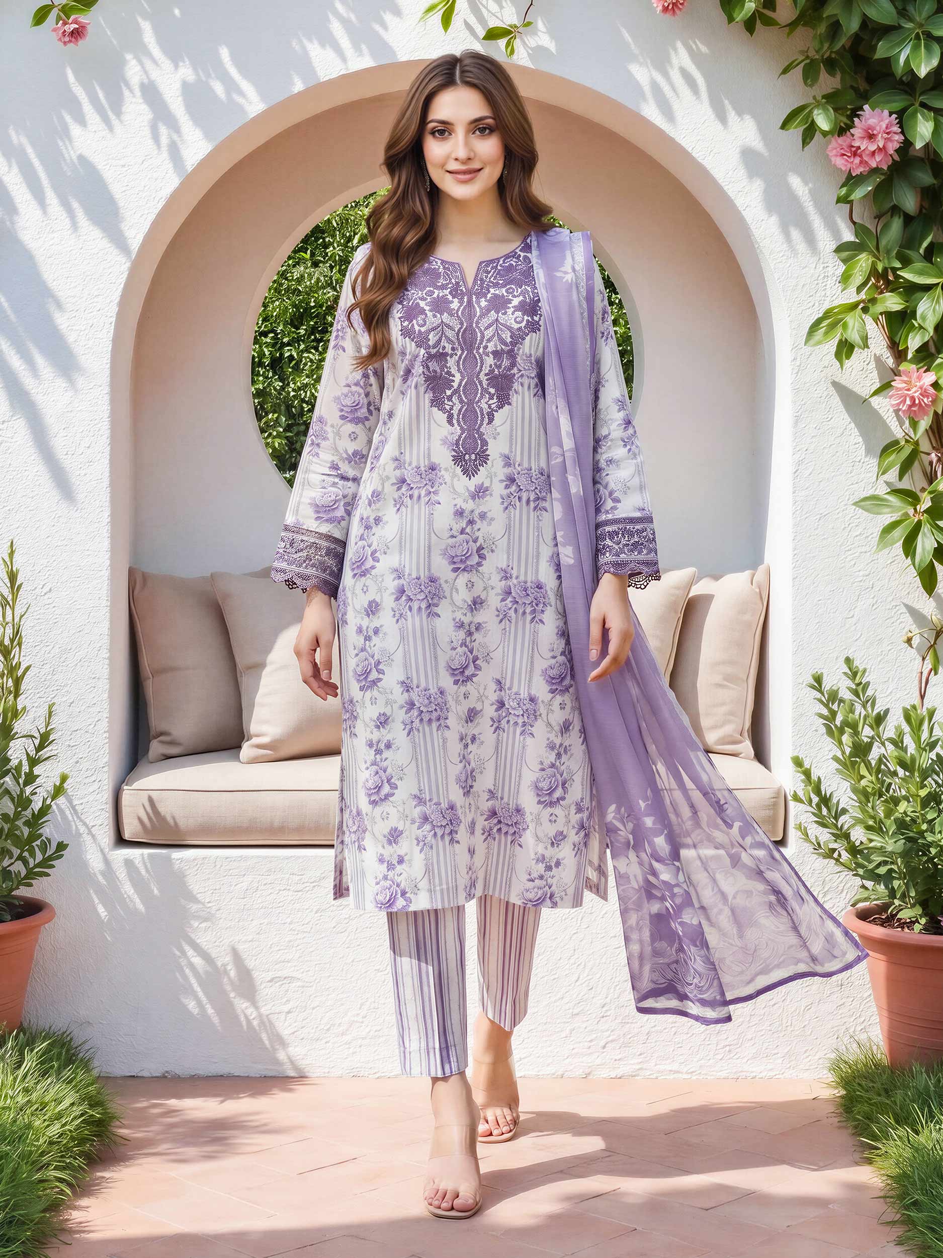3 Piece Lawn Suit- Embroidered (Unstitched)