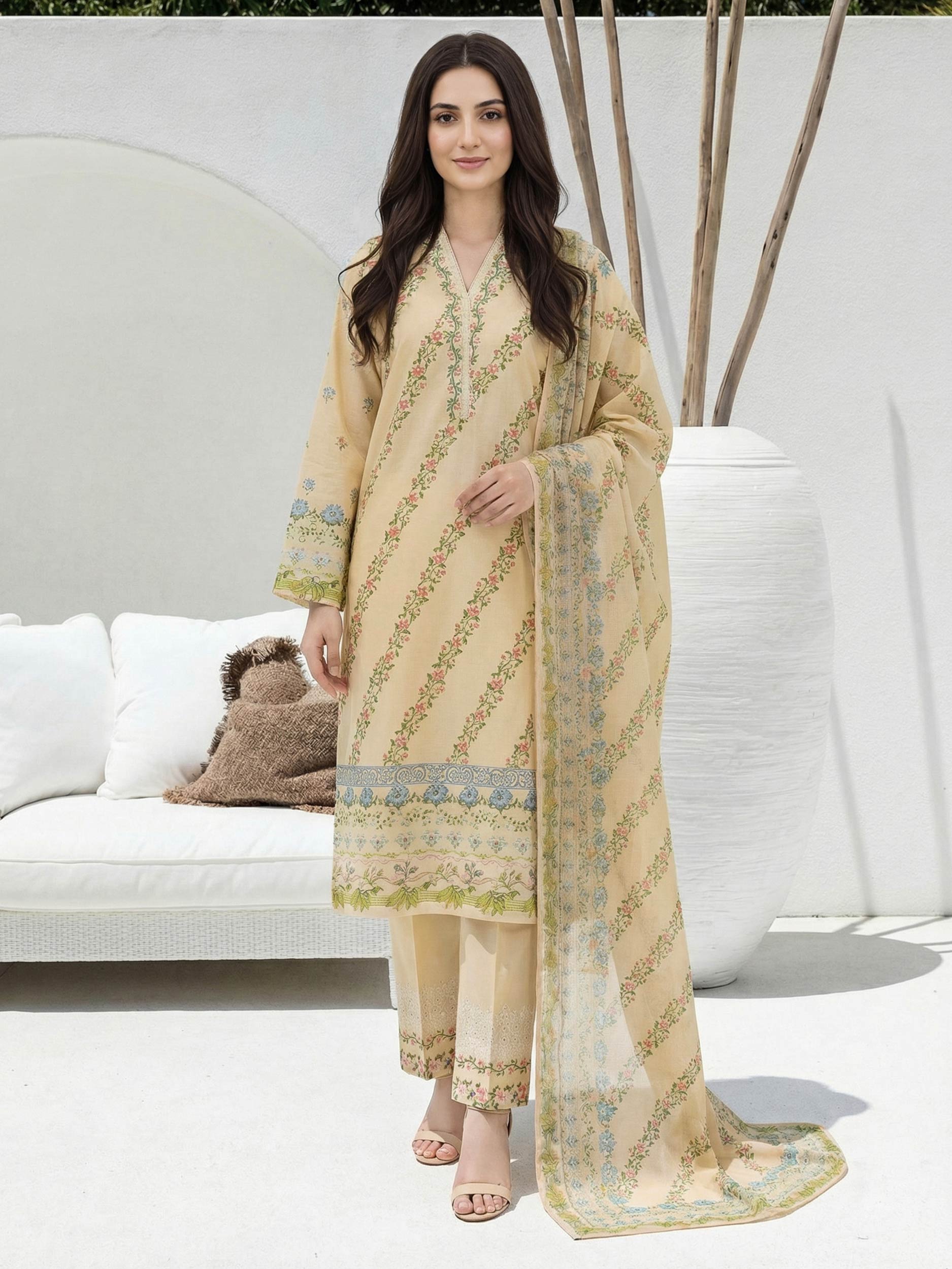 3 Piece Lawn Suit- Embroidered (Unstitched)
