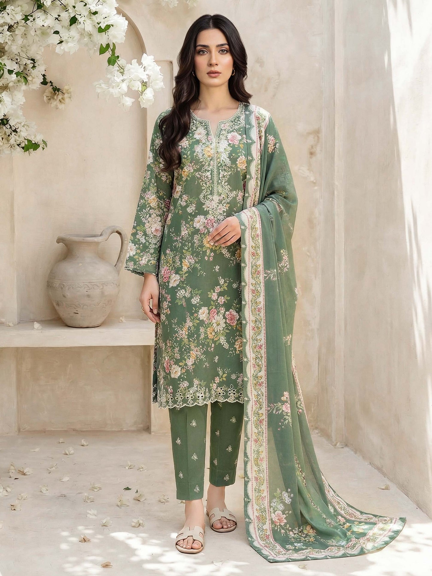 3 Piece Lawn Suit- Embroidered (Unstitched)