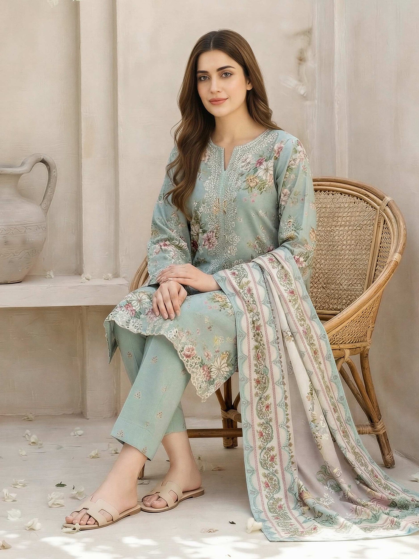 3 Piece Lawn Suit- Embroidered (Unstitched)