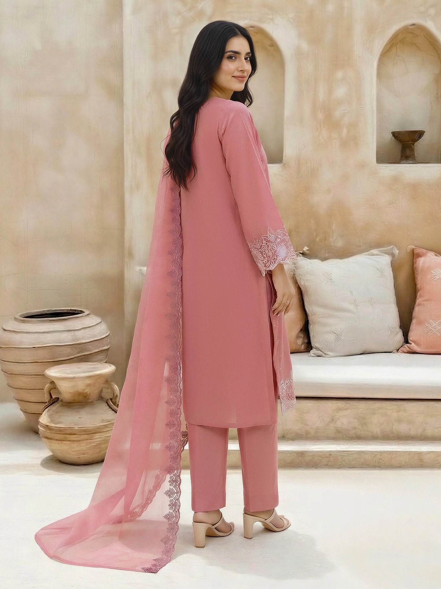 3 Piece Cambric Suit-Embroidered (Unstitched)