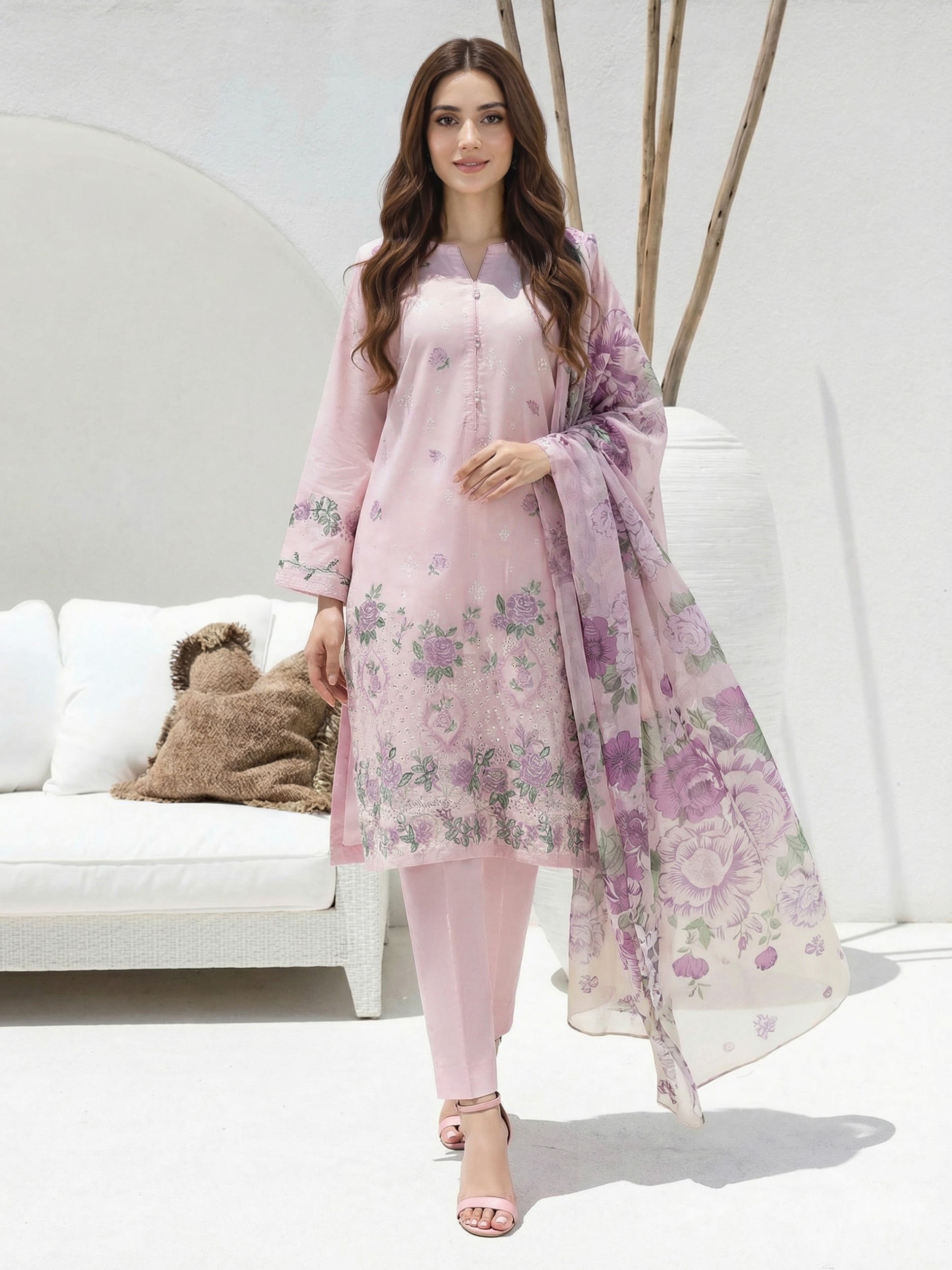 3 Piece Lawn Suit- Embroidered (Unstitched)