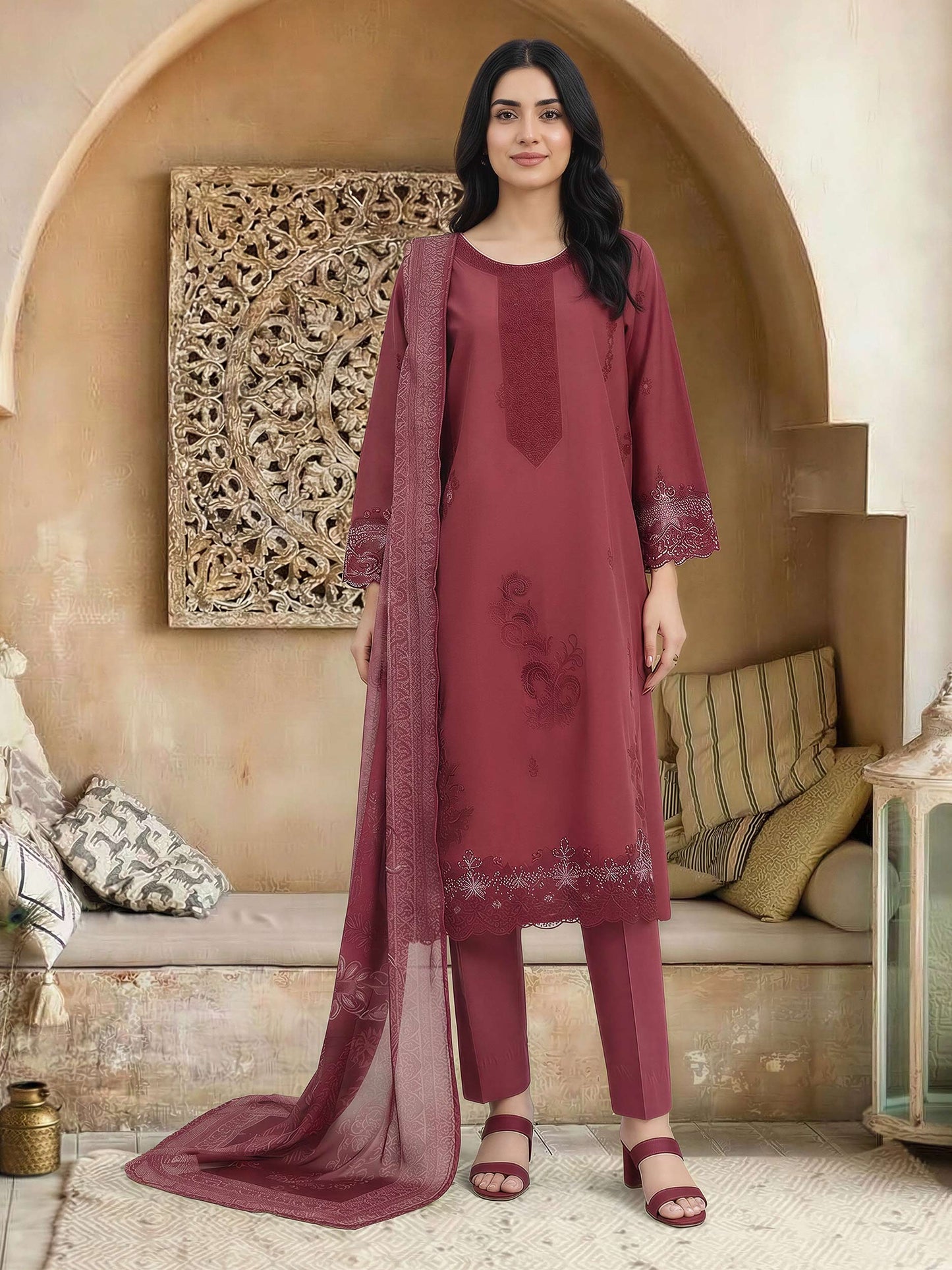 3 Piece Lawn Suit- Embroidered (Unstitched)