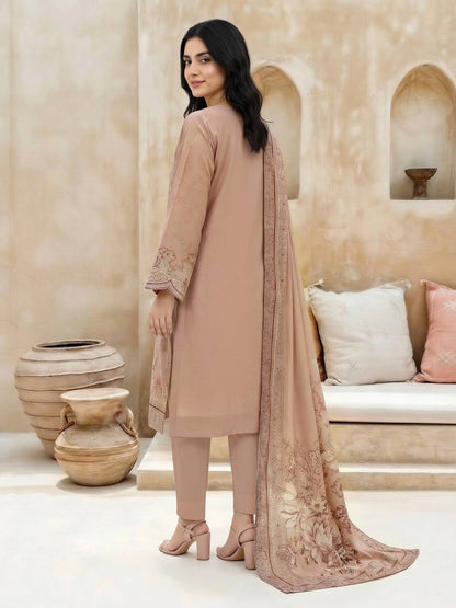 3 Piece Satin Suit-Embroidered (Unstitched)