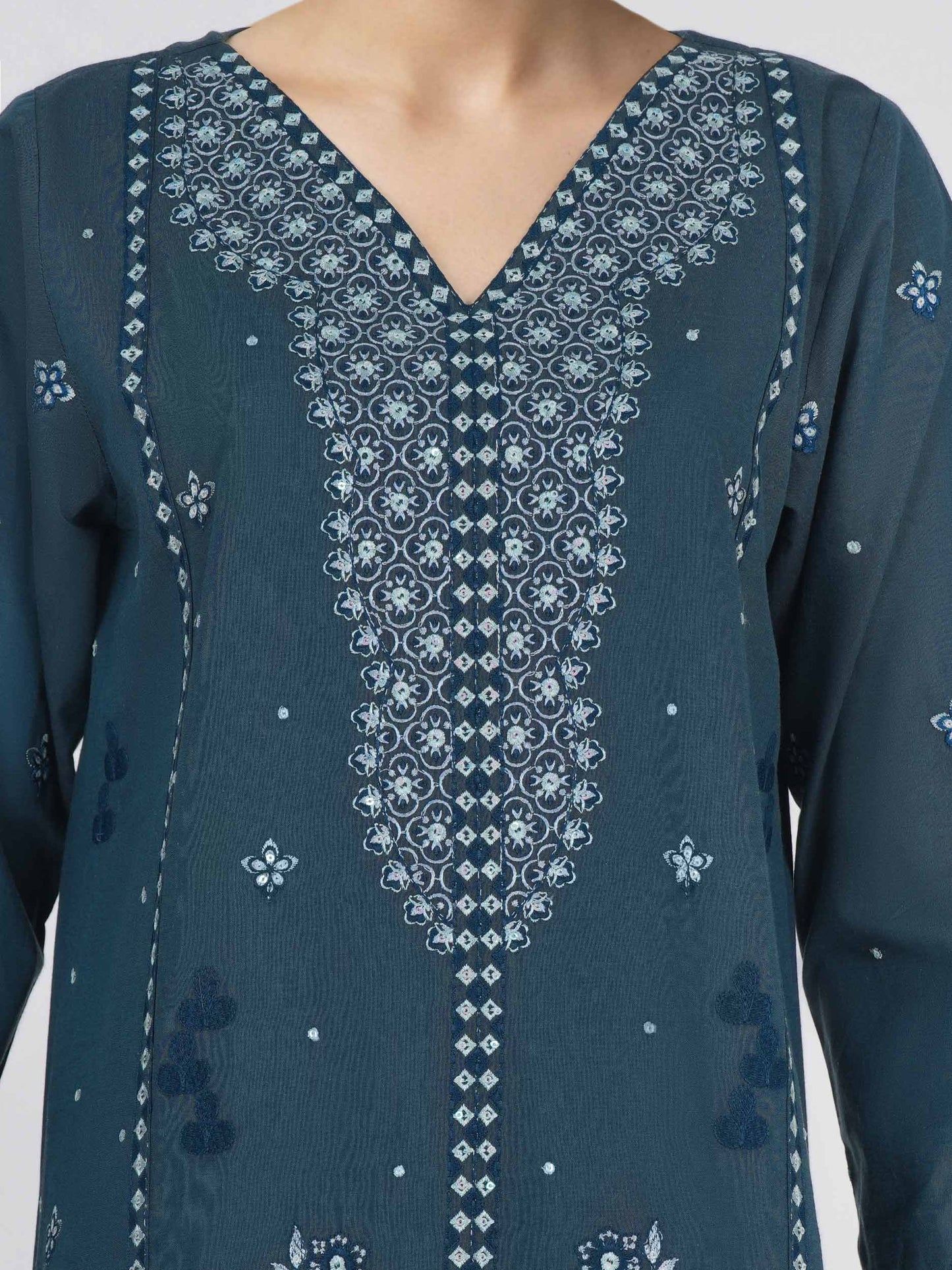 3 Piece Yarn Dyed Suit- Embroidered (Unstitched)