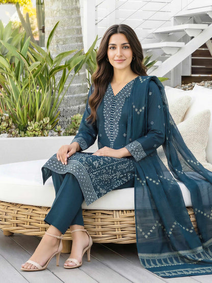 3 Piece Yarn Dyed Suit- Embroidered (Unstitched)
