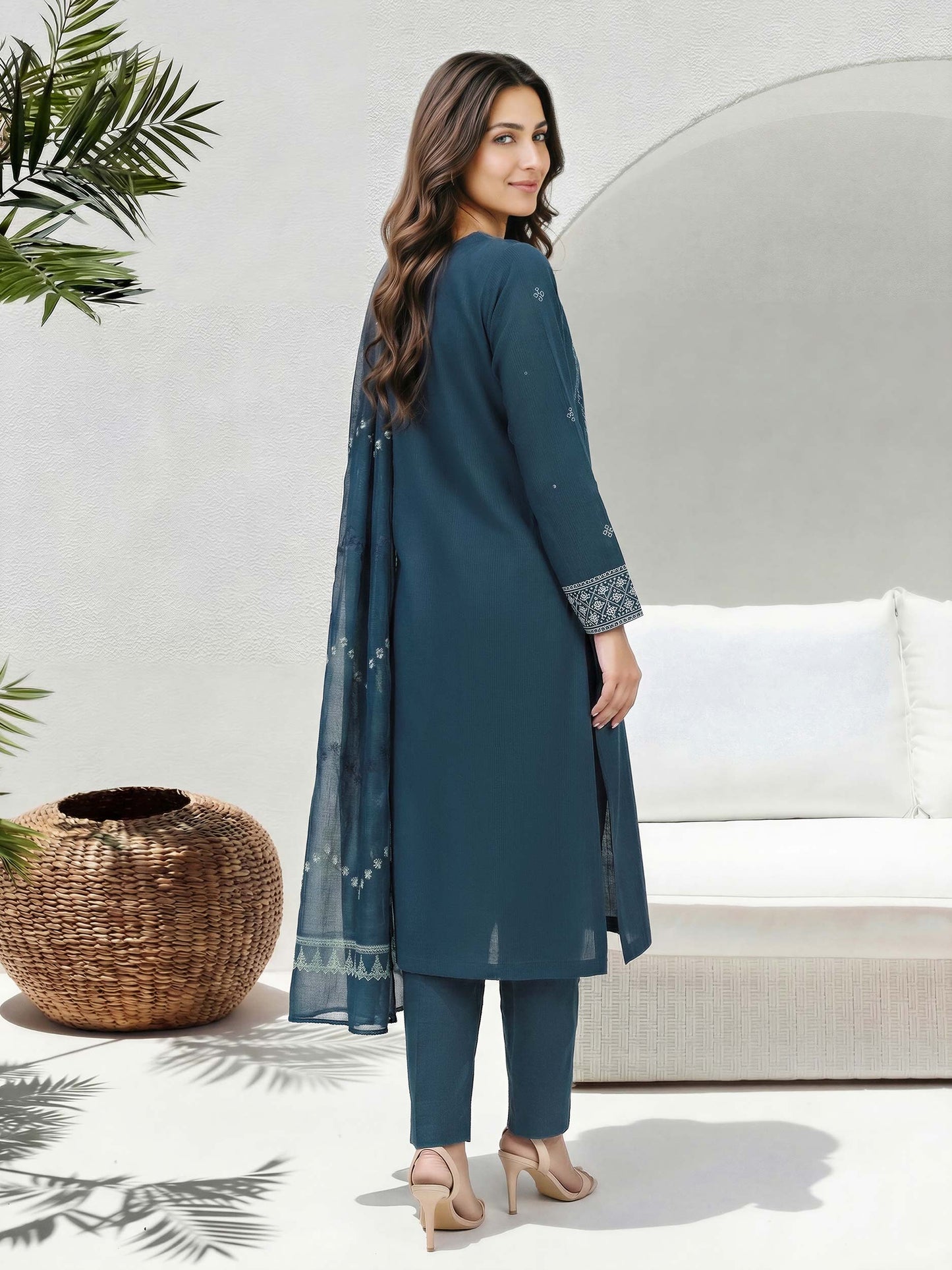 3 Piece Yarn Dyed Suit- Embroidered (Unstitched)