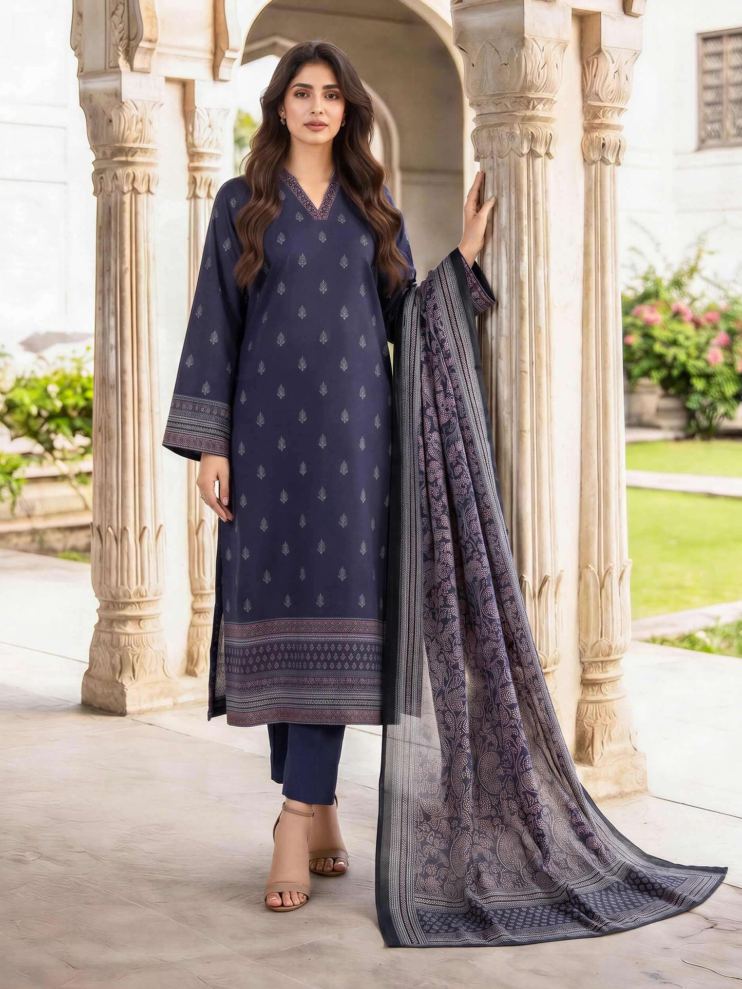 3 Piece Lawn Paste Suit (Unstitched)