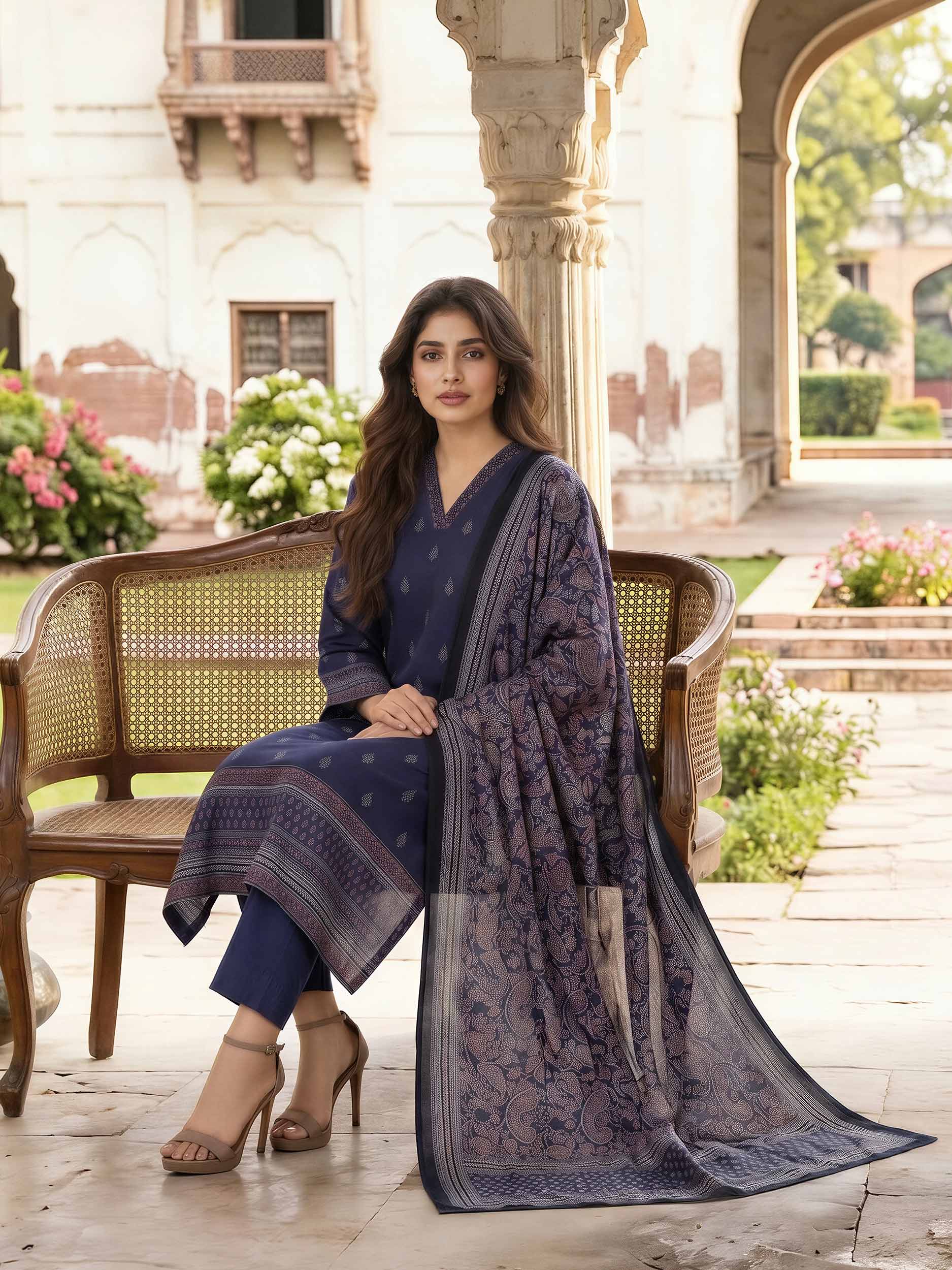 3 Piece Lawn Paste Suit (Unstitched)