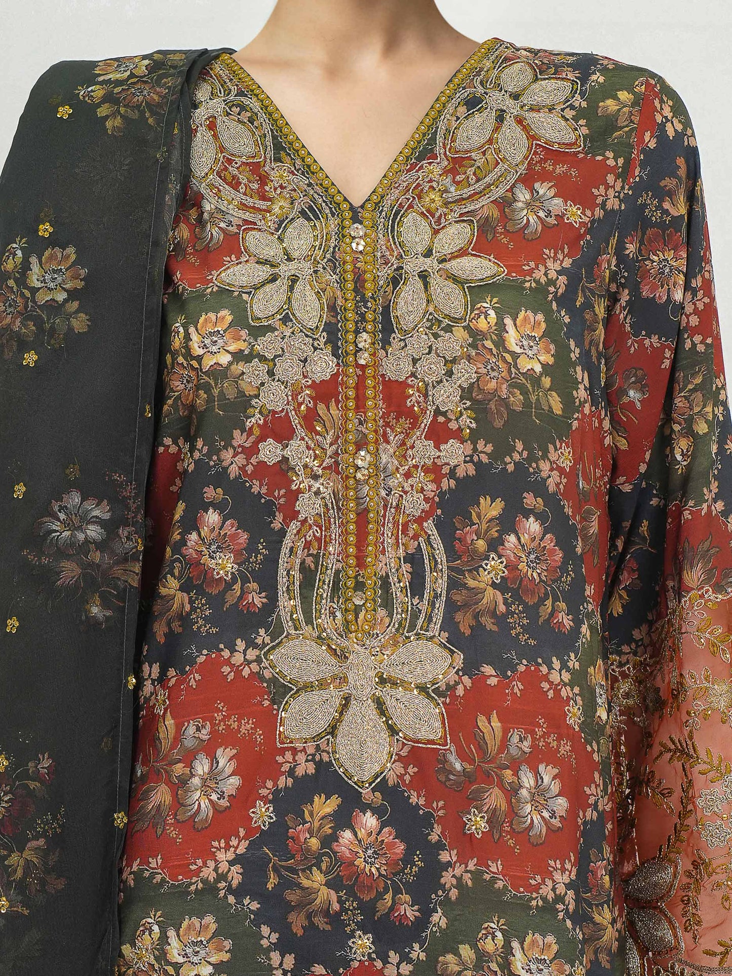 3 Piece Lawn Slub Suit- Embroidered (Unstitched)