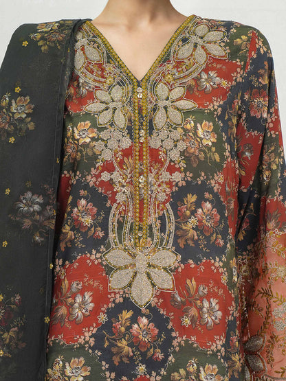 3 Piece Lawn Slub Suit- Embroidered (Unstitched)
