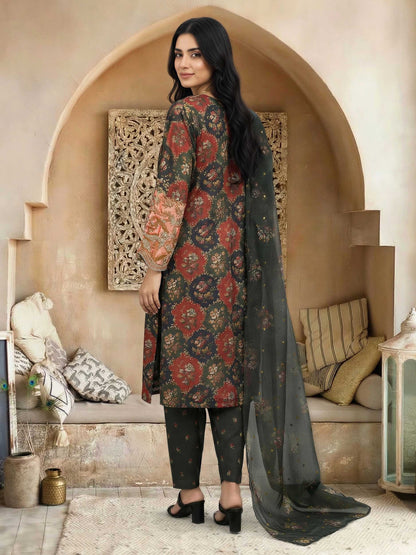 3 Piece Lawn Slub Suit- Embroidered (Unstitched)