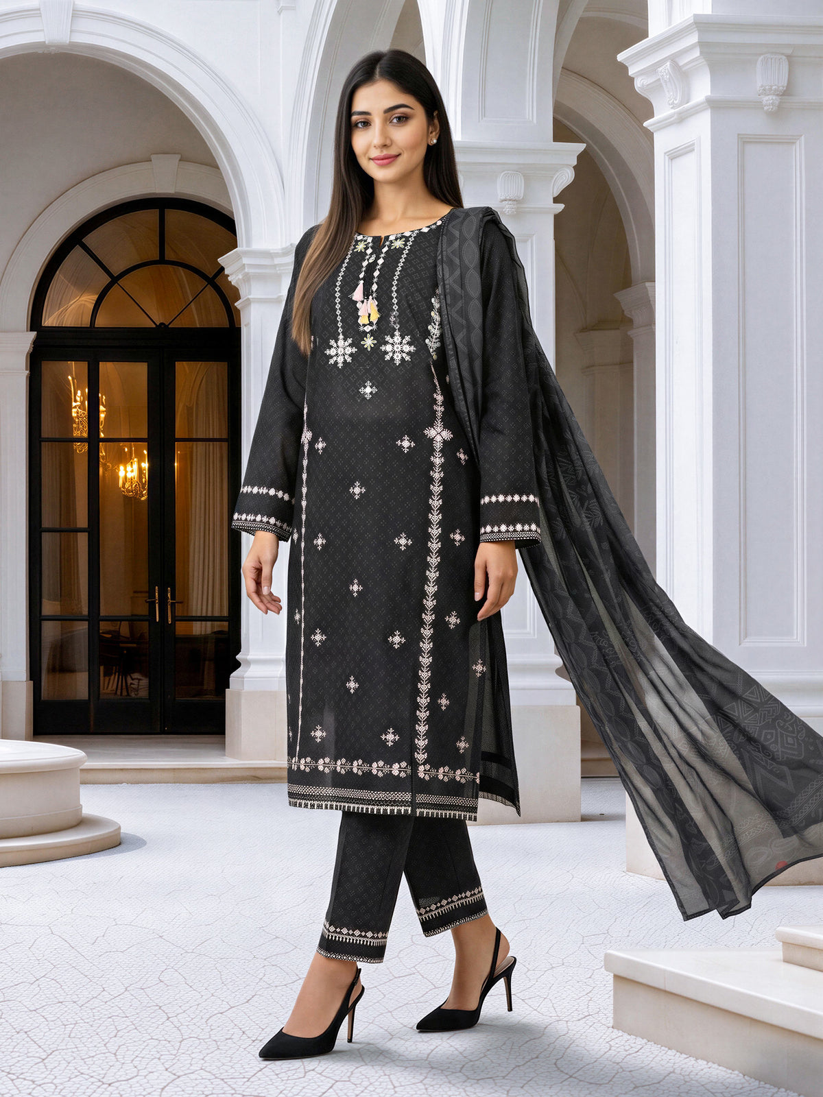 3 Piece Khaddar Suit- Embroidered (Unstitched)