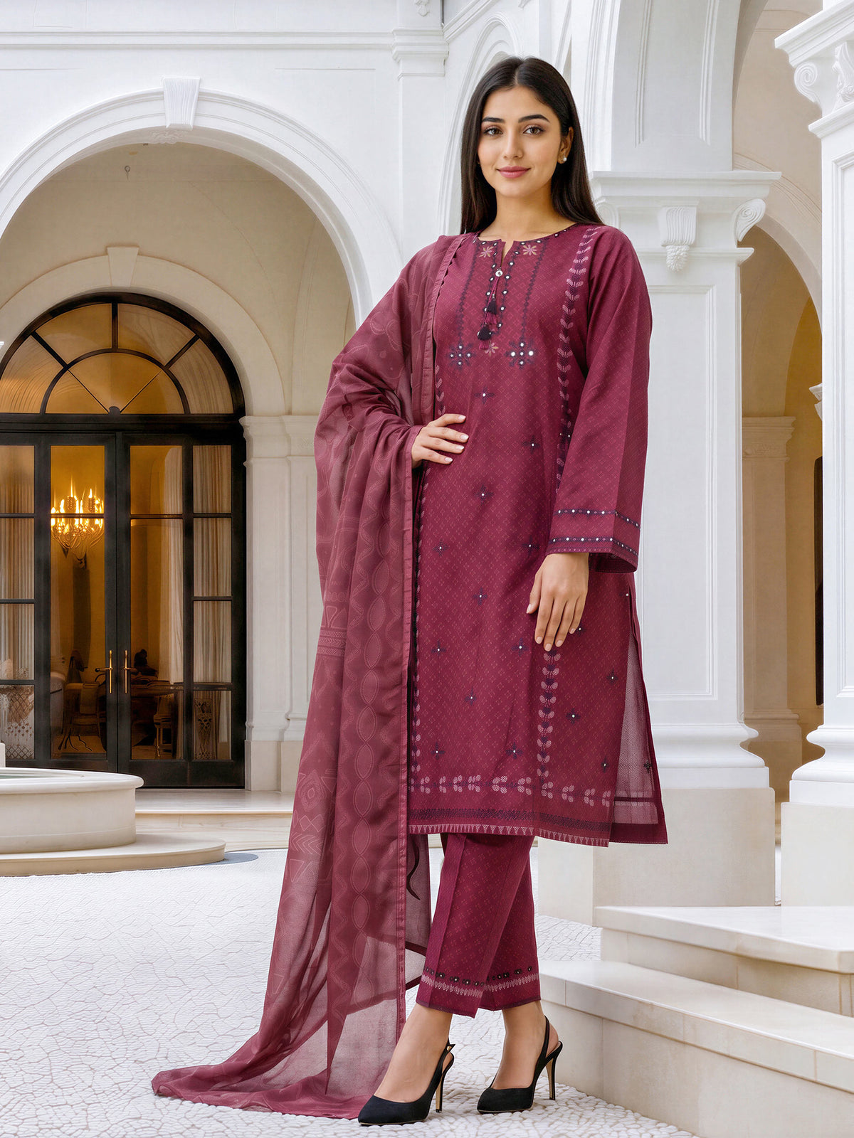 3 Piece Khaddar Suit- Embroidered (Unstitched)