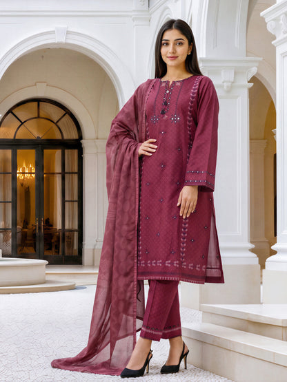 3 Piece Khaddar Suit- Embroidered (Unstitched)