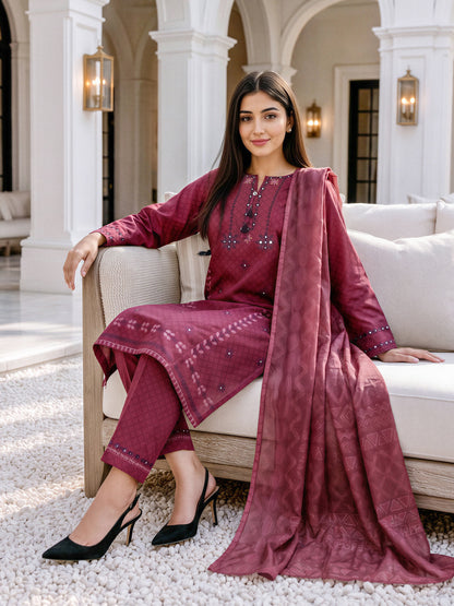 3 Piece Khaddar Suit- Embroidered (Unstitched)