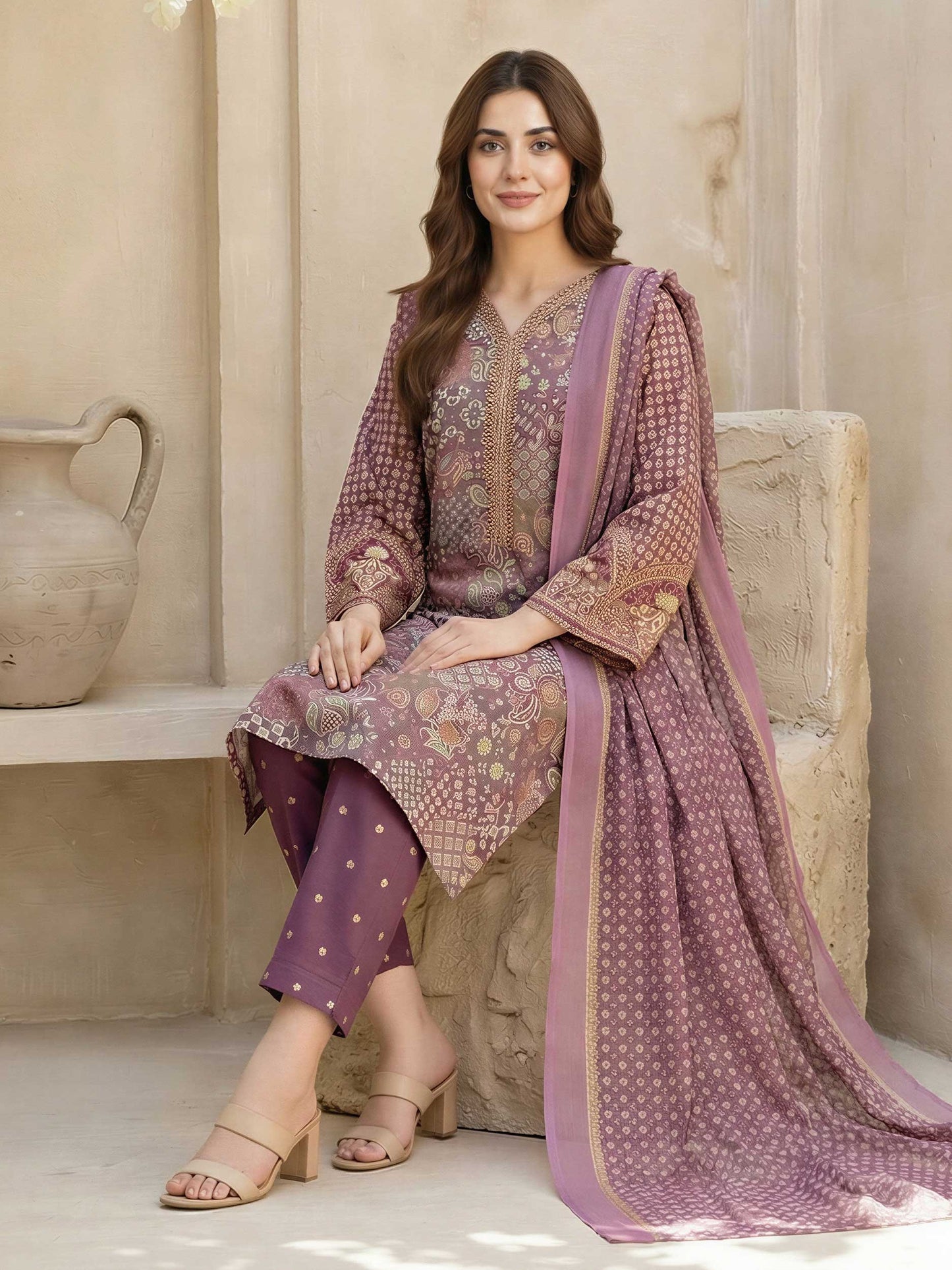 3 Piece Lawn Suit- Embroidered (Unstitched)