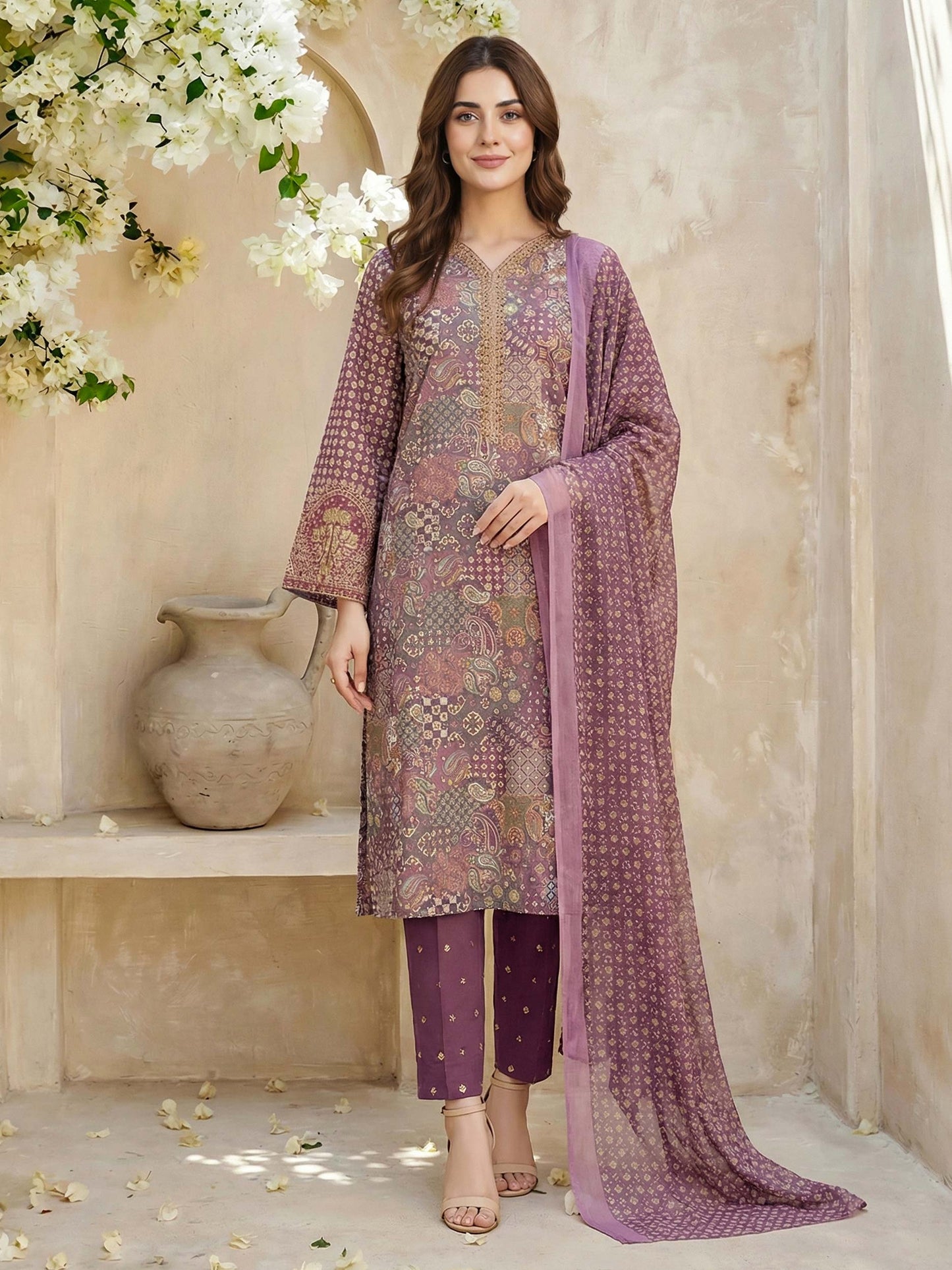3 Piece Lawn Suit- Embroidered (Unstitched)