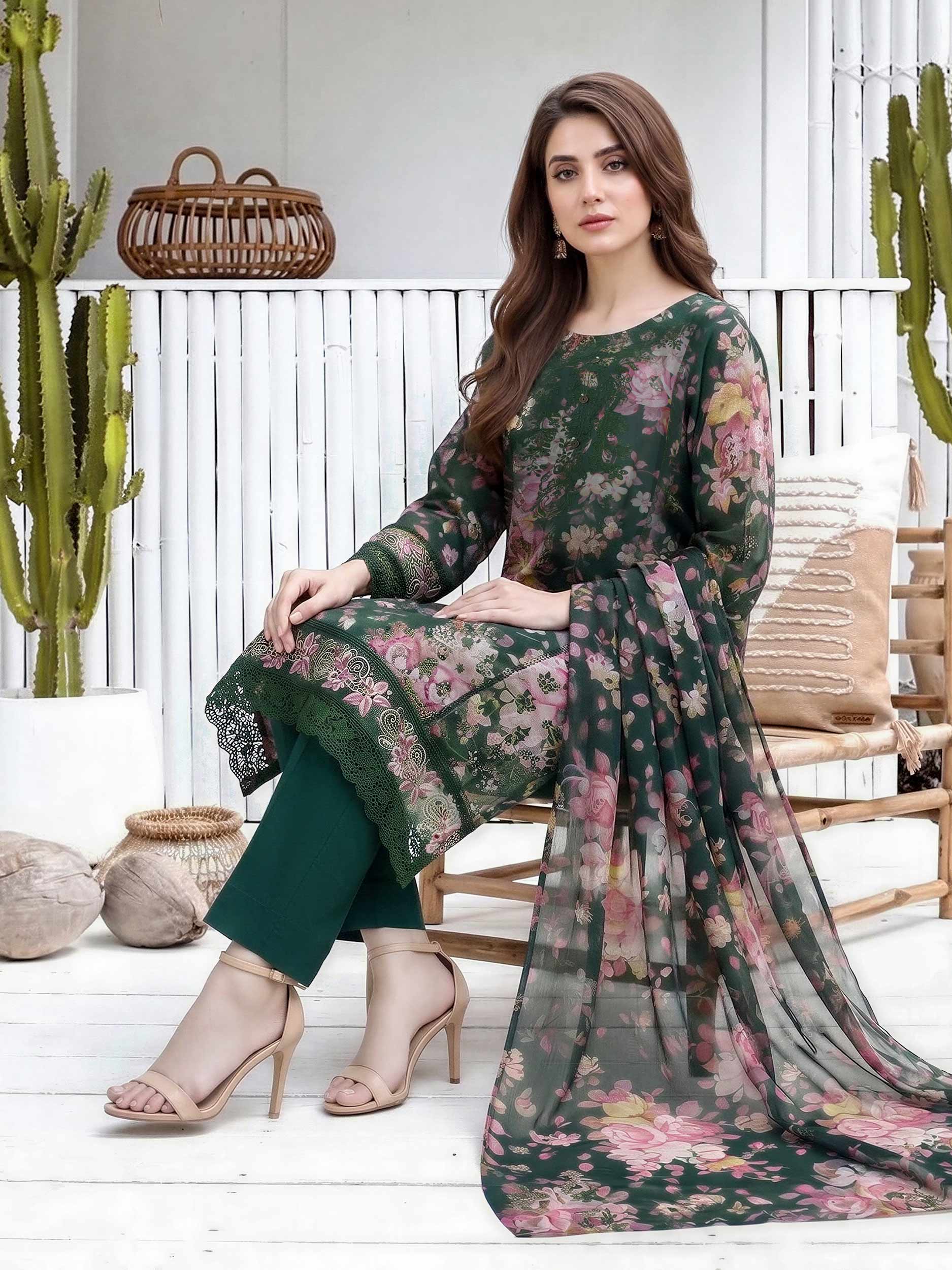 3 Piece Lawn Suit- Embroidered (Unstitched)