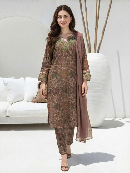 3 Piece Lawn Slub Suit-Embroidered (Unstitched)