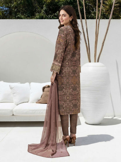 3 Piece Lawn Slub Suit-Embroidered (Unstitched)