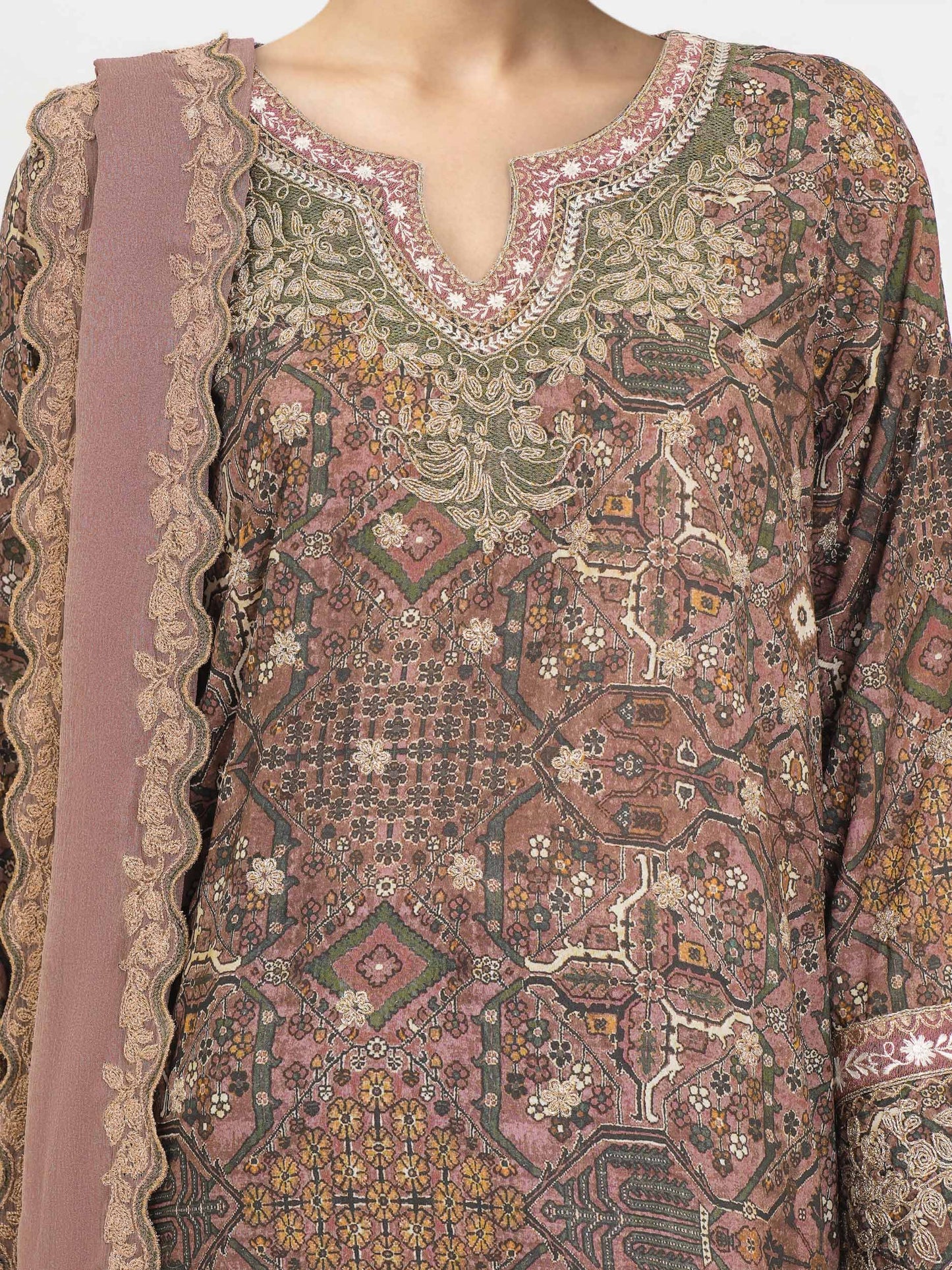 3 Piece Lawn Slub Suit-Embroidered (Unstitched)