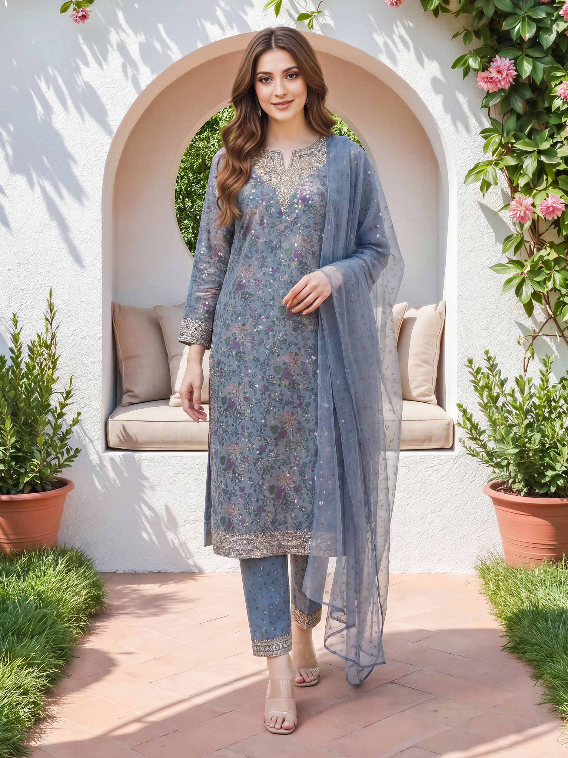 3 Piece Lawn Suit- Embroidered (Unstitched)