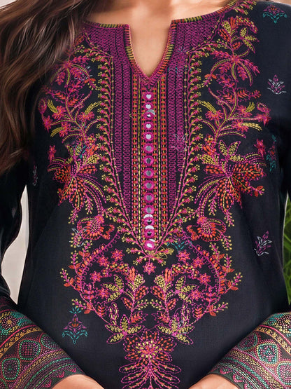 3 Piece Slub Khaddar Suit- Embroidered (Unstitched)