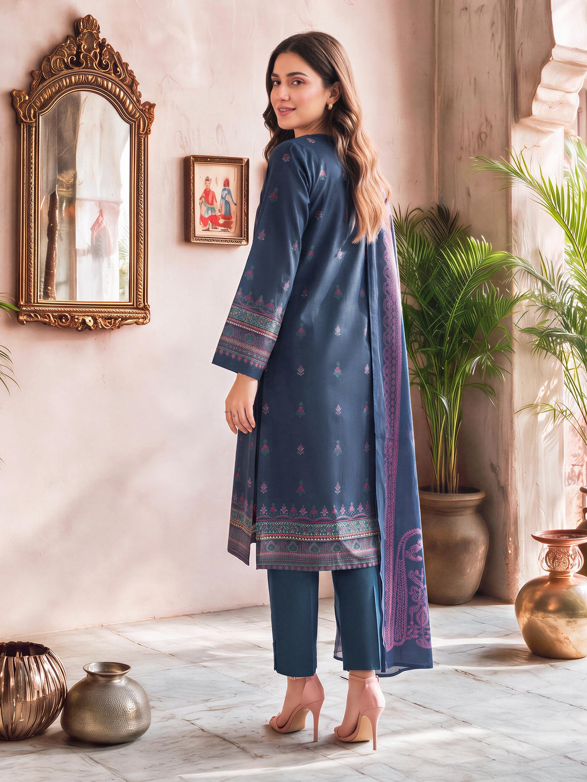 3 Piece Slub Khaddar Suit- Embroidered (Unstitched)
