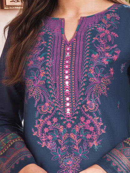 3 Piece Slub Khaddar Suit- Embroidered (Unstitched)