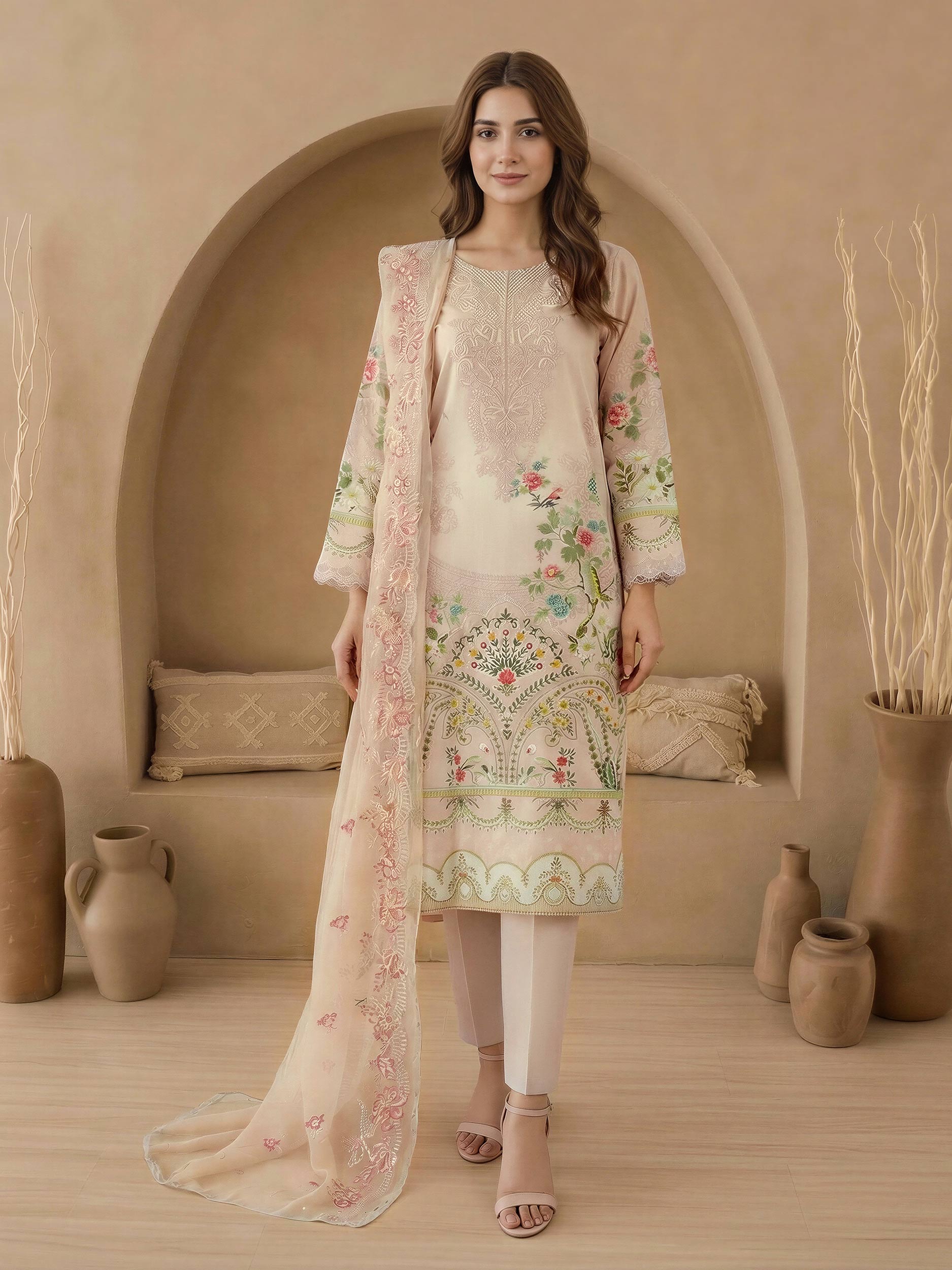 3 Piece Lawn Suit-Embroidered (Unstitched)