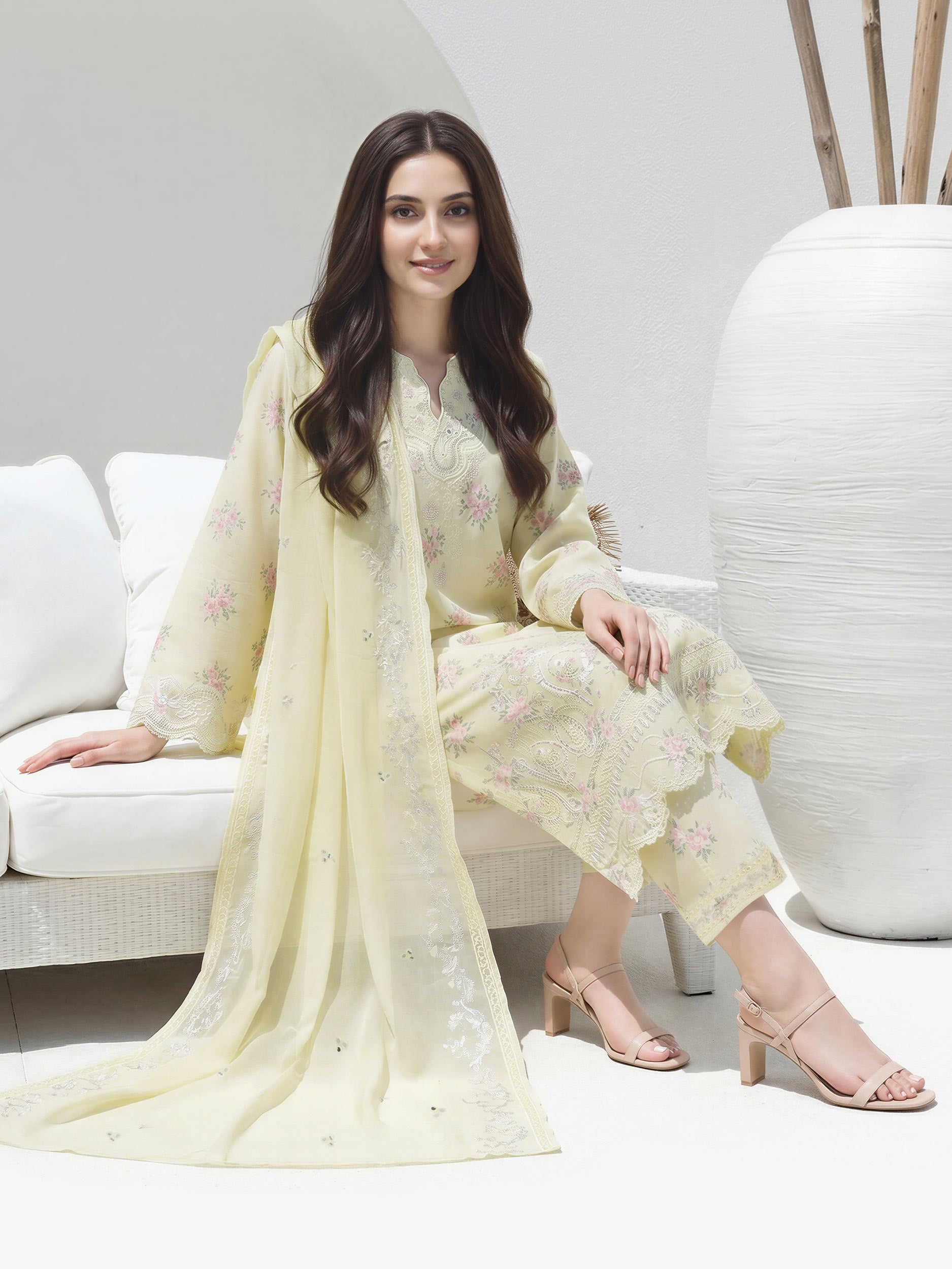 3 Piece Lawn Suit- Embroidered (Unstitched) 