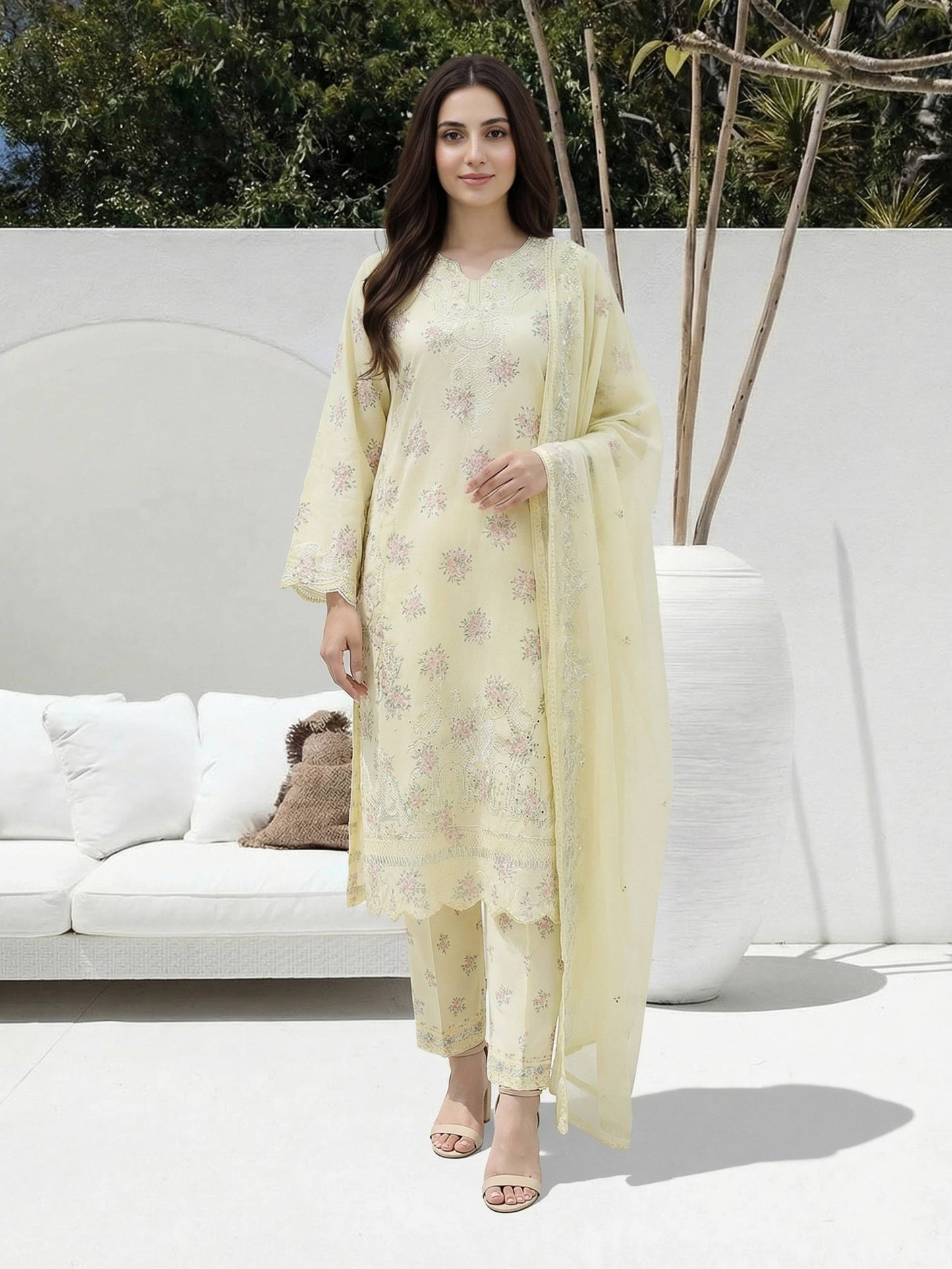 3 Piece Lawn Suit- Embroidered (Unstitched) 