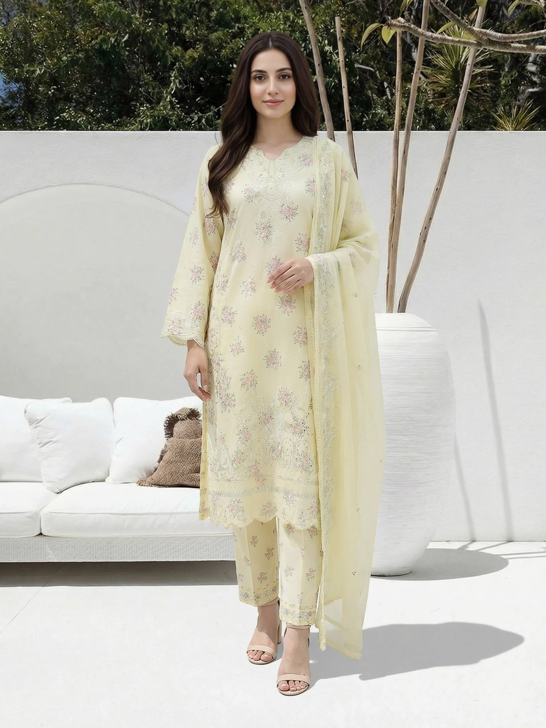 3 Piece Lawn Suit- Embroidered (Unstitched) 